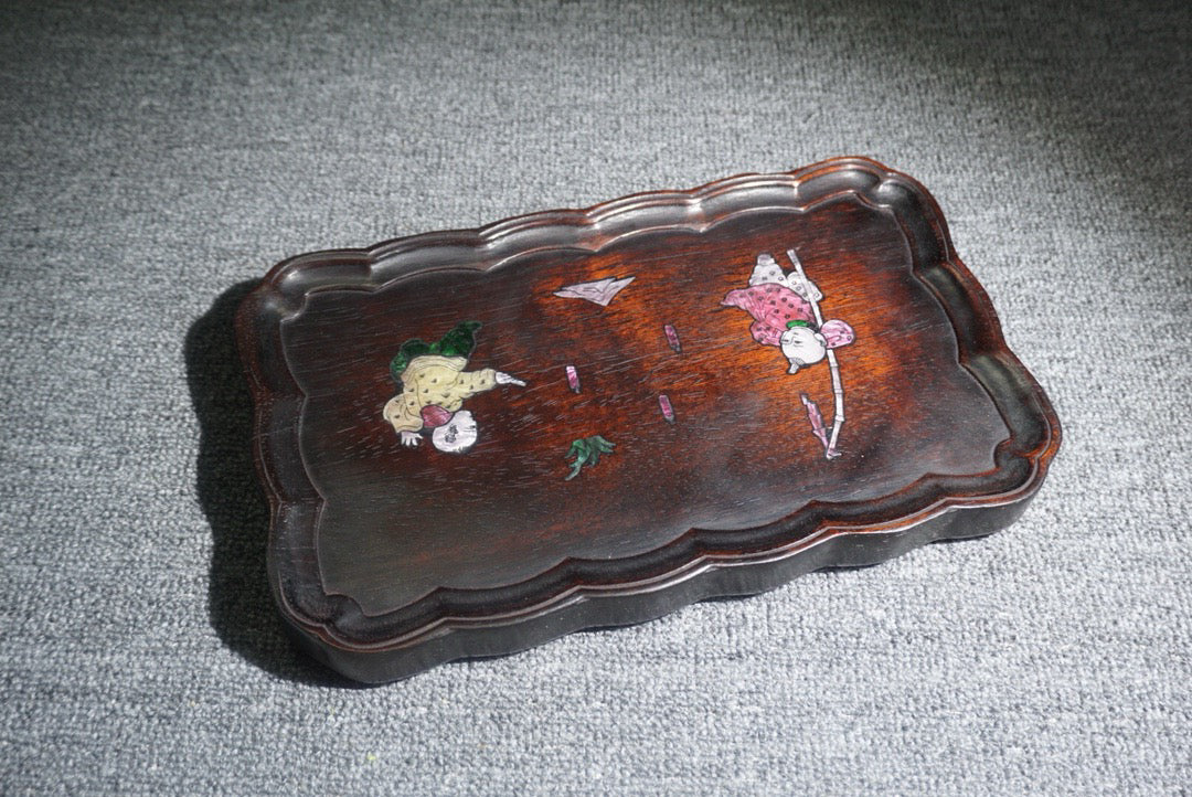 Chinese antique ebony tea plate