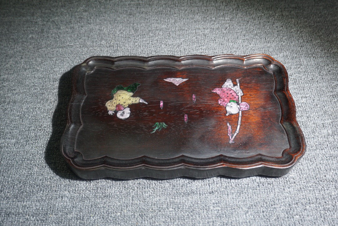 Chinese antique ebony tea plate