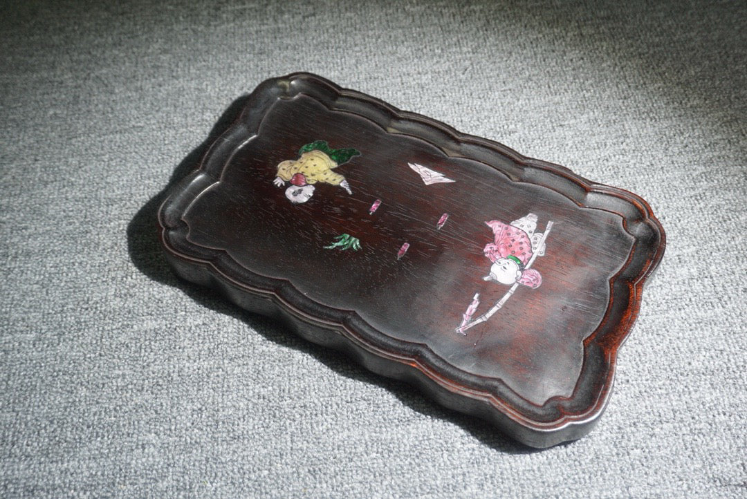 Chinese antique ebony tea plate