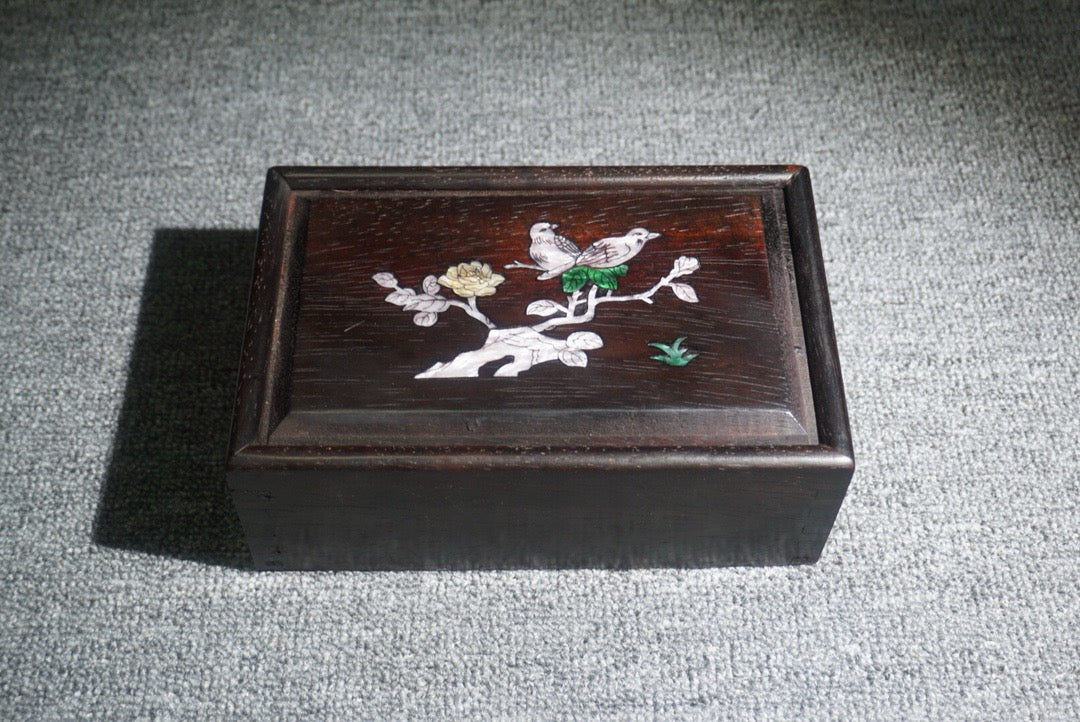 Chinese antique ebony sliding box
