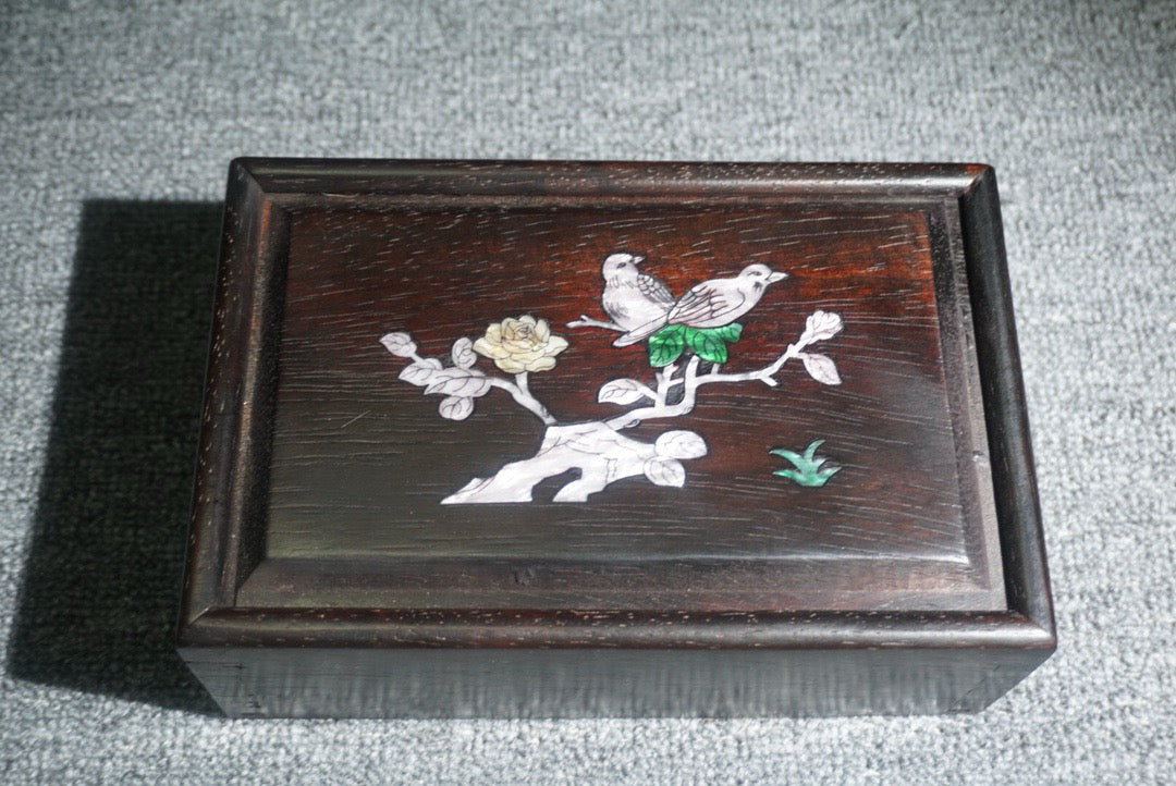 Chinese antique ebony sliding box