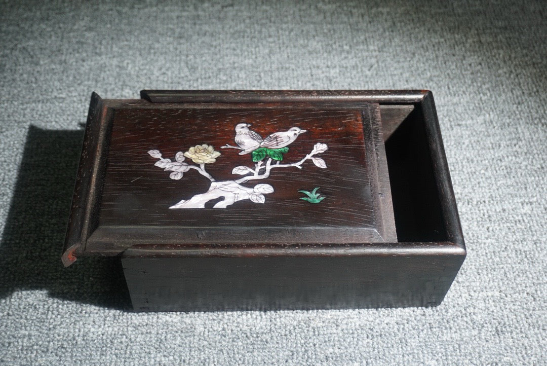 Chinese antique ebony sliding box
