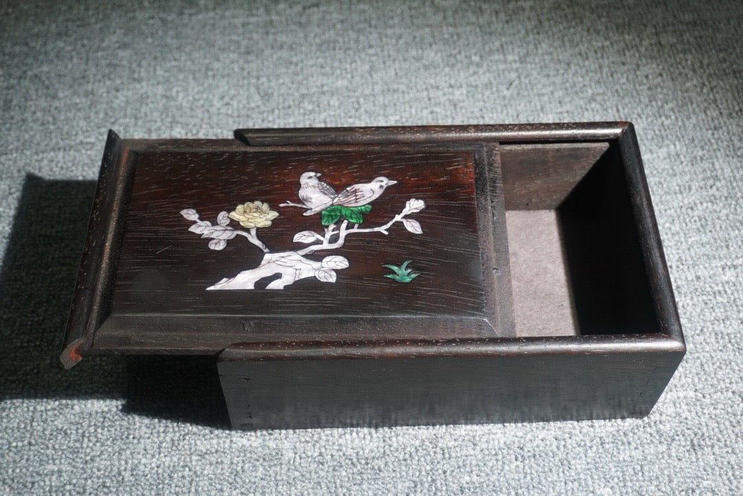 Chinese antique ebony sliding box