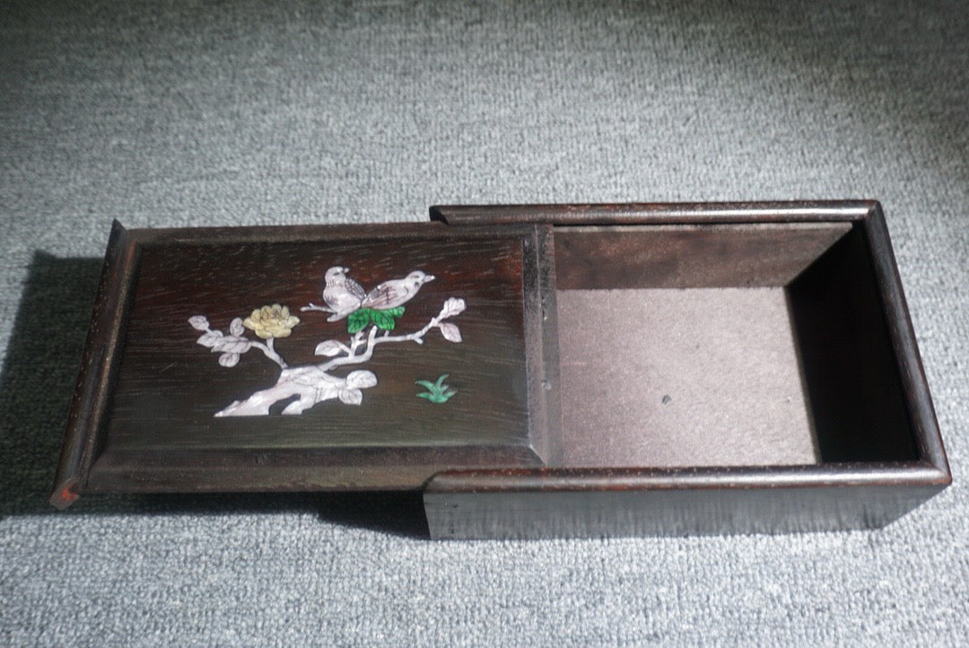 Chinese antique ebony sliding box