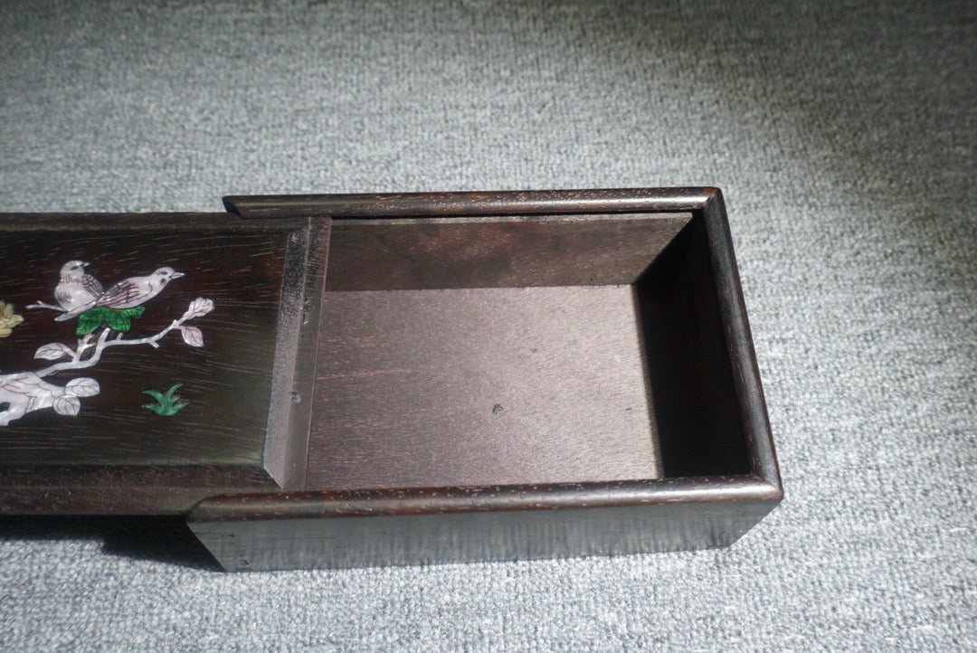 Chinese antique ebony sliding box