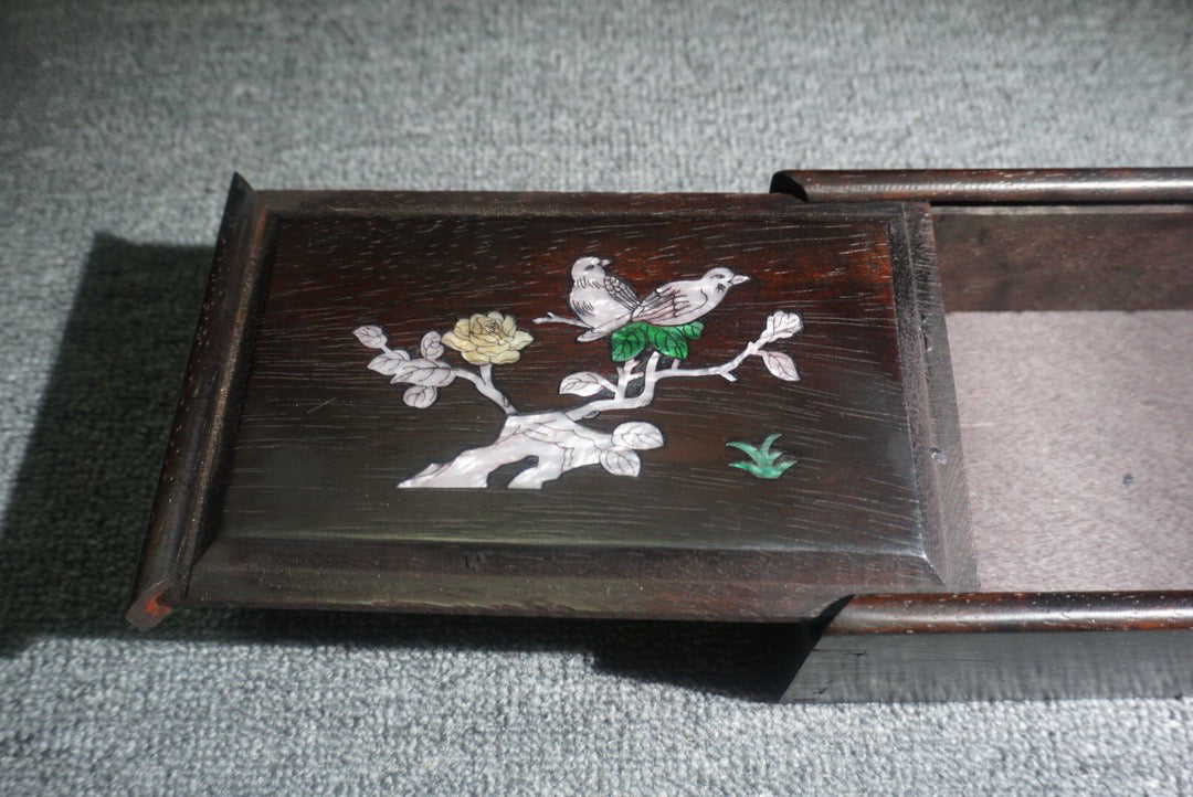 Chinese antique ebony sliding box