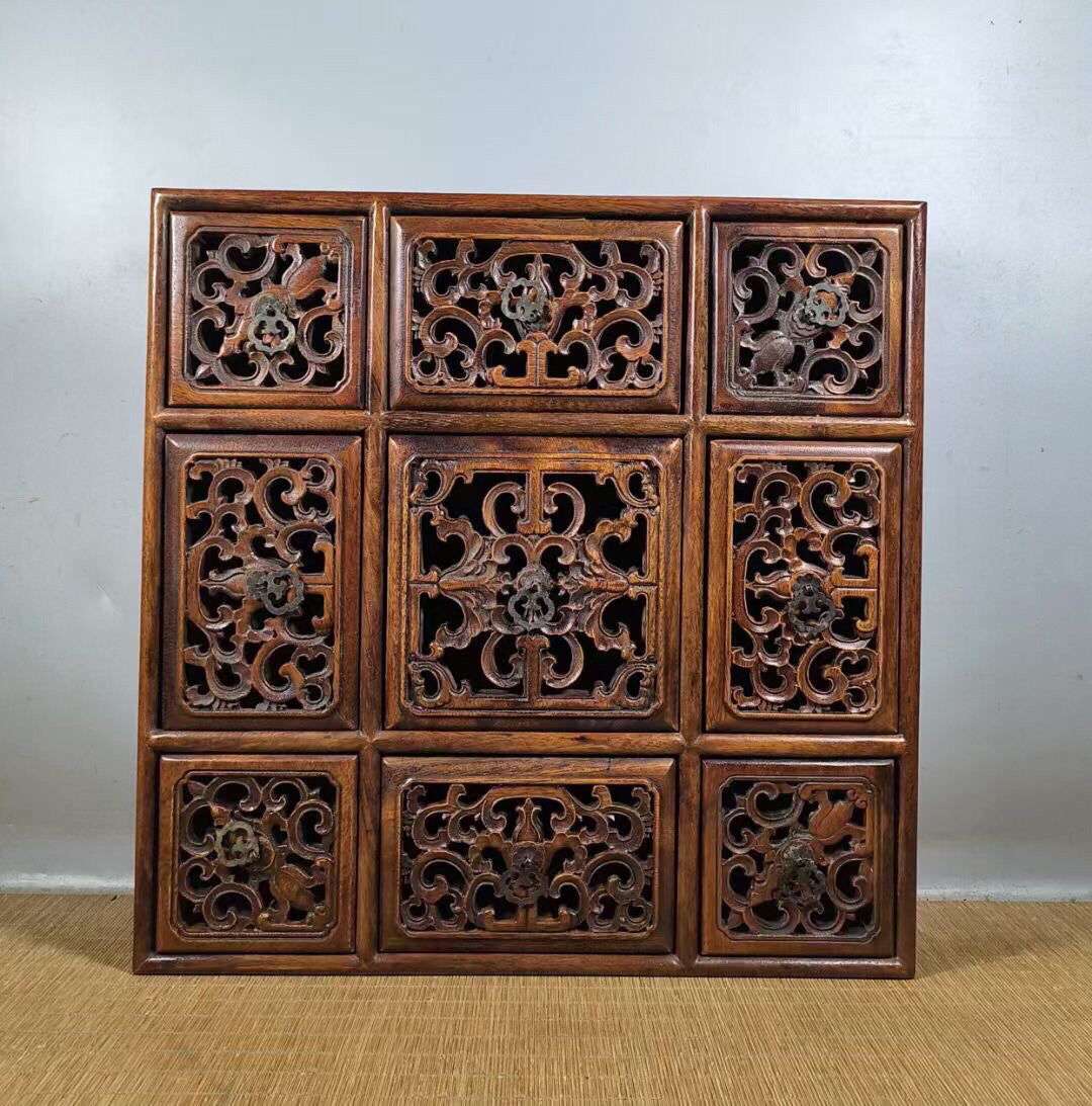 Chinese antique rosewood nine grid box