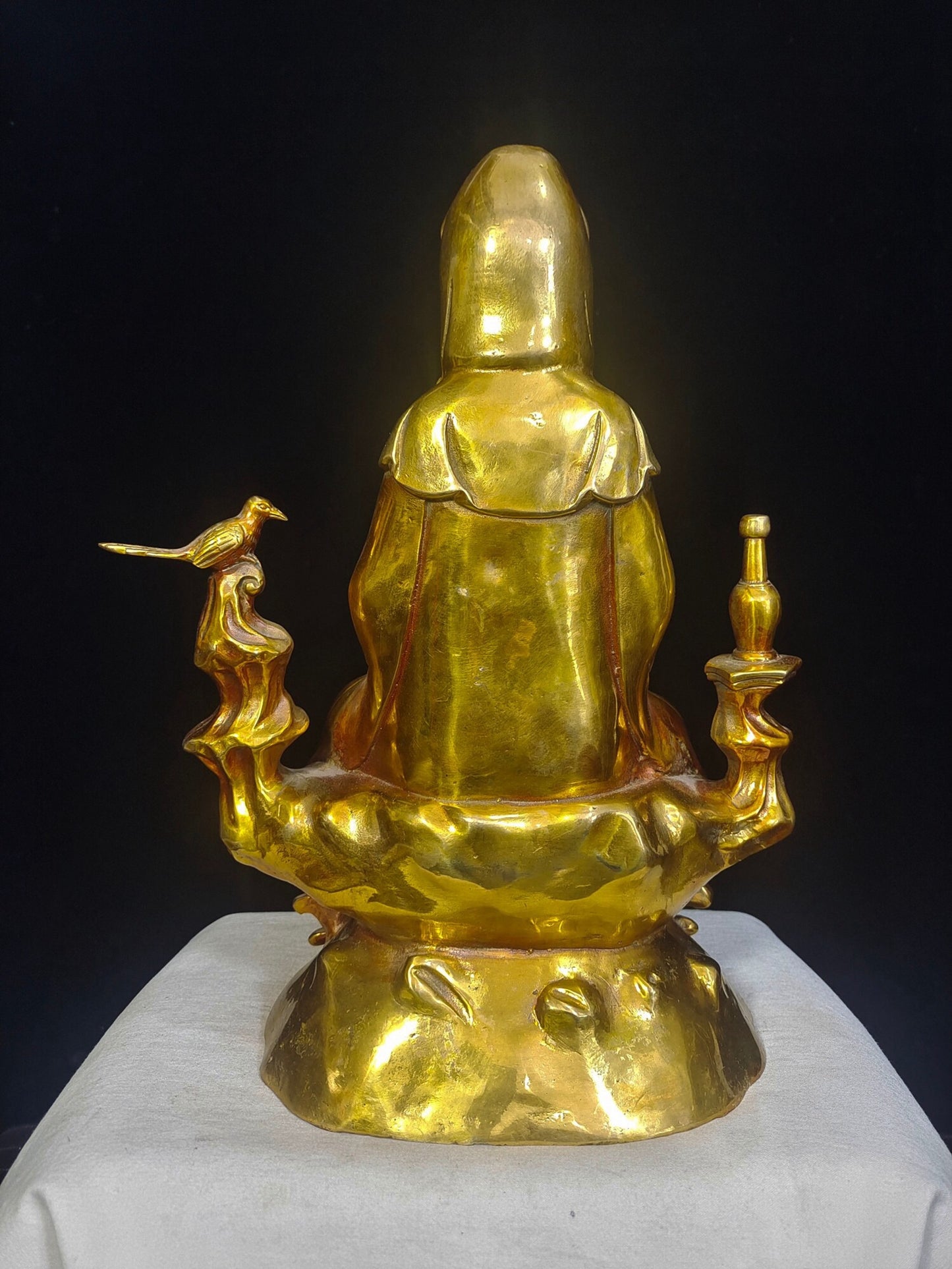 Chinese antique pure copper "Guanyin Sending off Son"