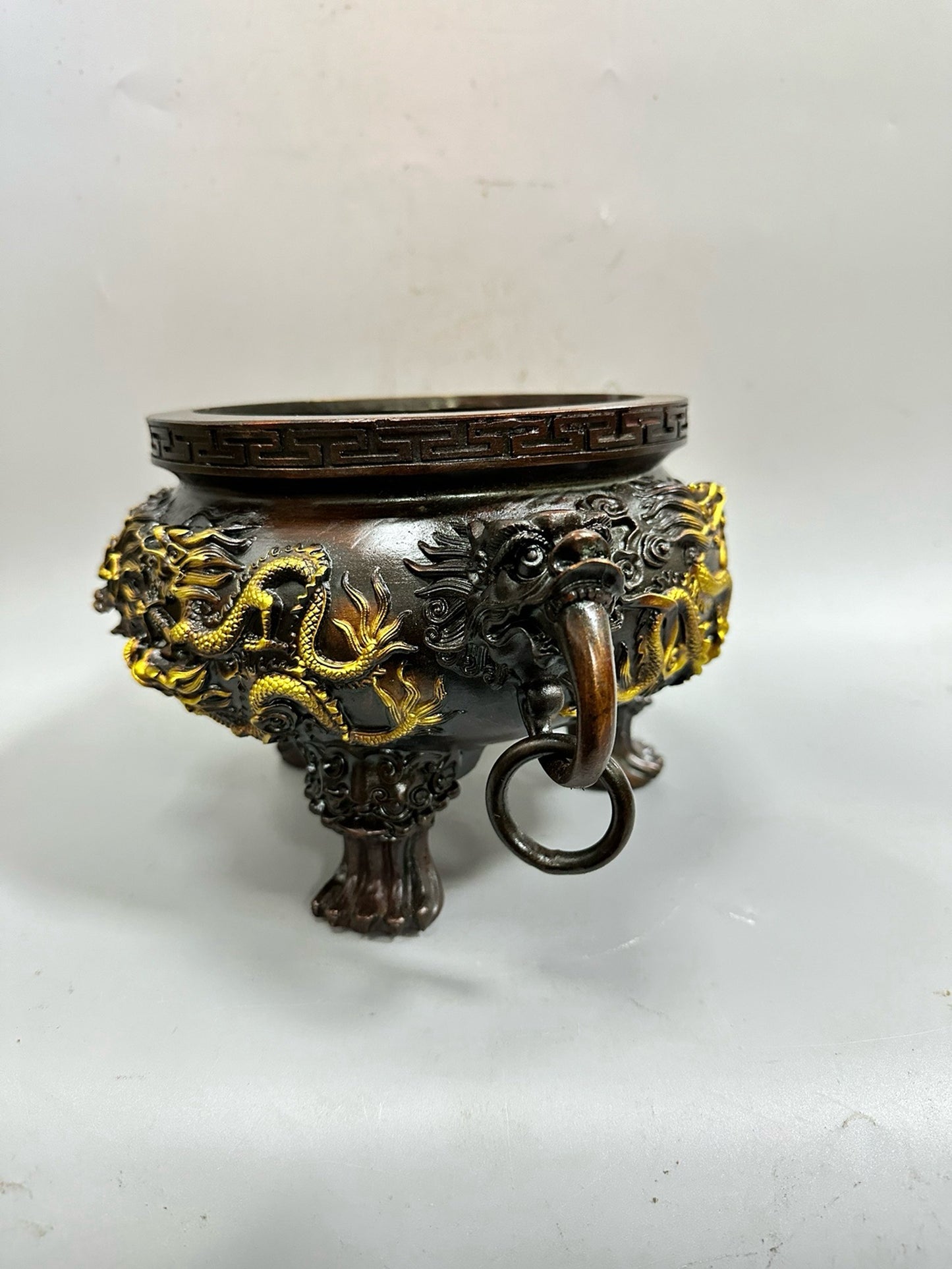 Pure copper antique gilded gold attracting treasure furnace