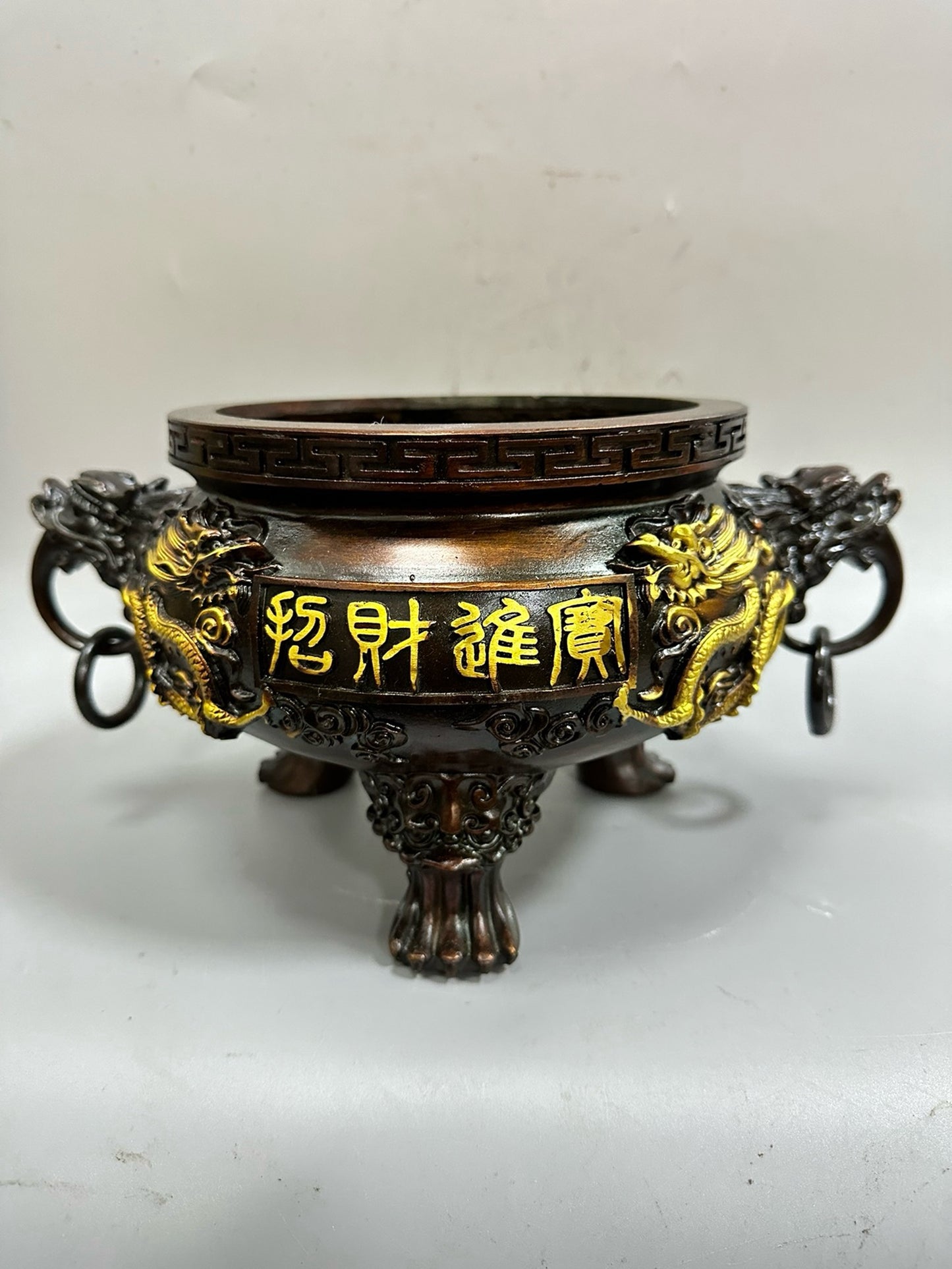 Pure copper antique gilded gold attracting treasure furnace