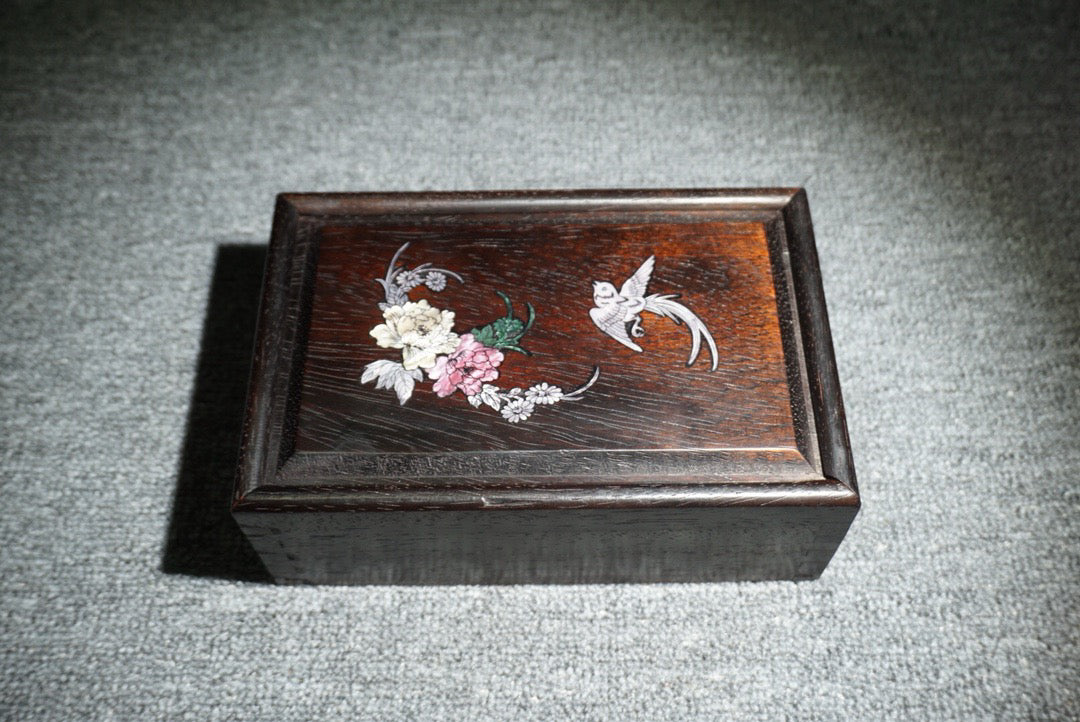 Chinese antique ebony sliding box