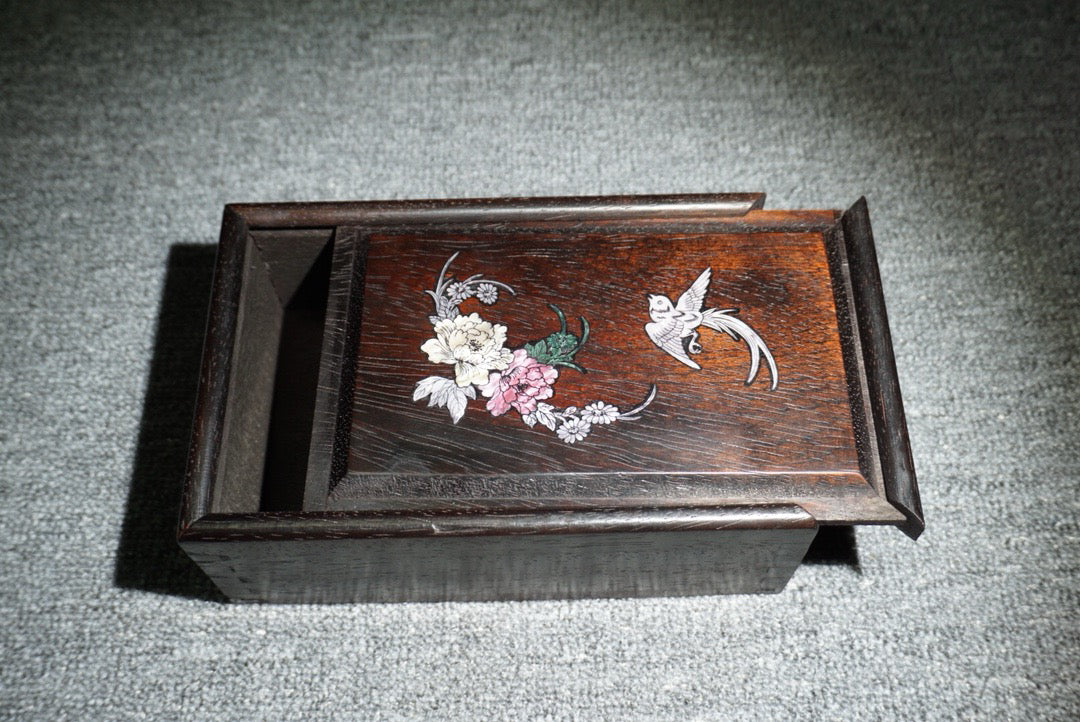 Chinese antique ebony sliding box