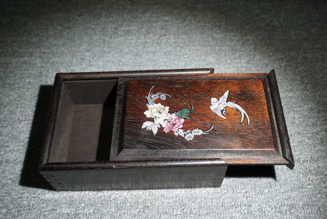 Chinese antique ebony sliding box