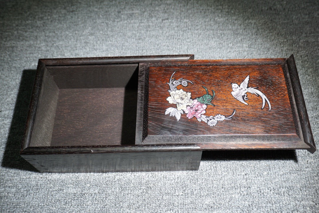 Chinese antique ebony sliding box