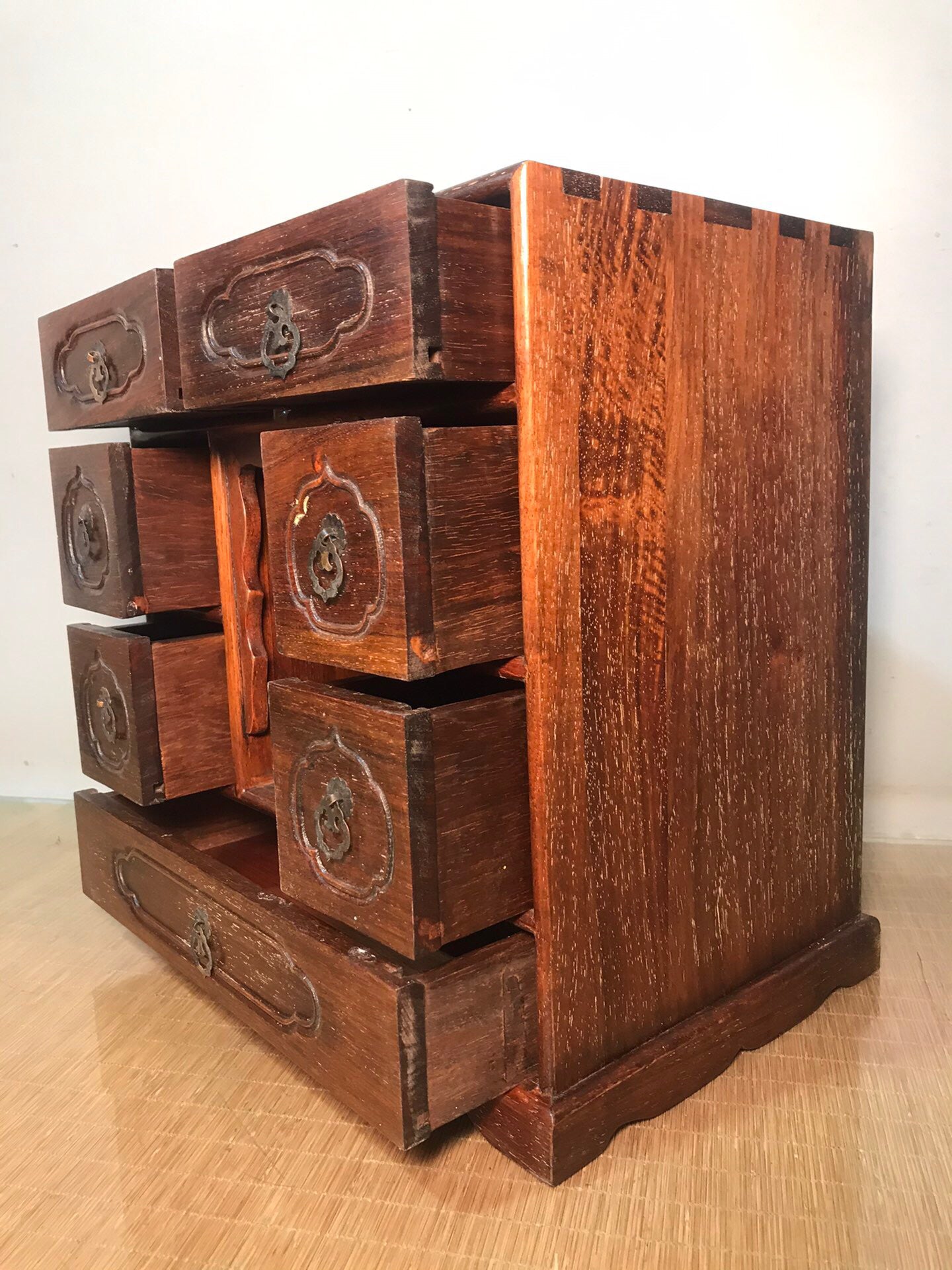 Chinese antique rosewood multi drawer Buddhist cabinet