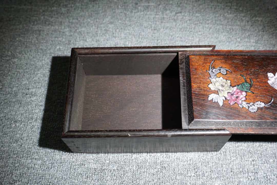 Chinese antique ebony sliding box