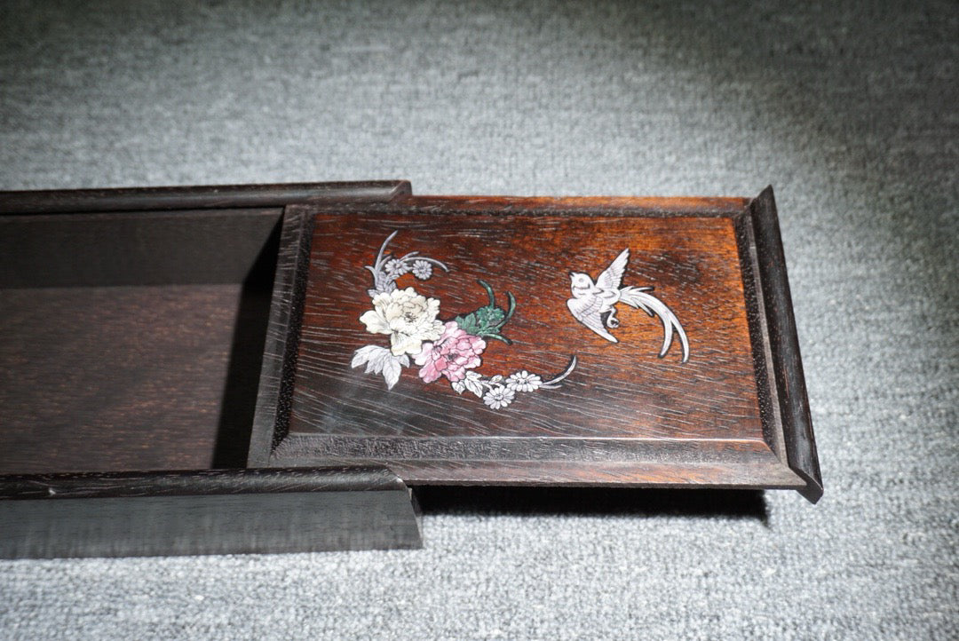 Chinese antique ebony sliding box