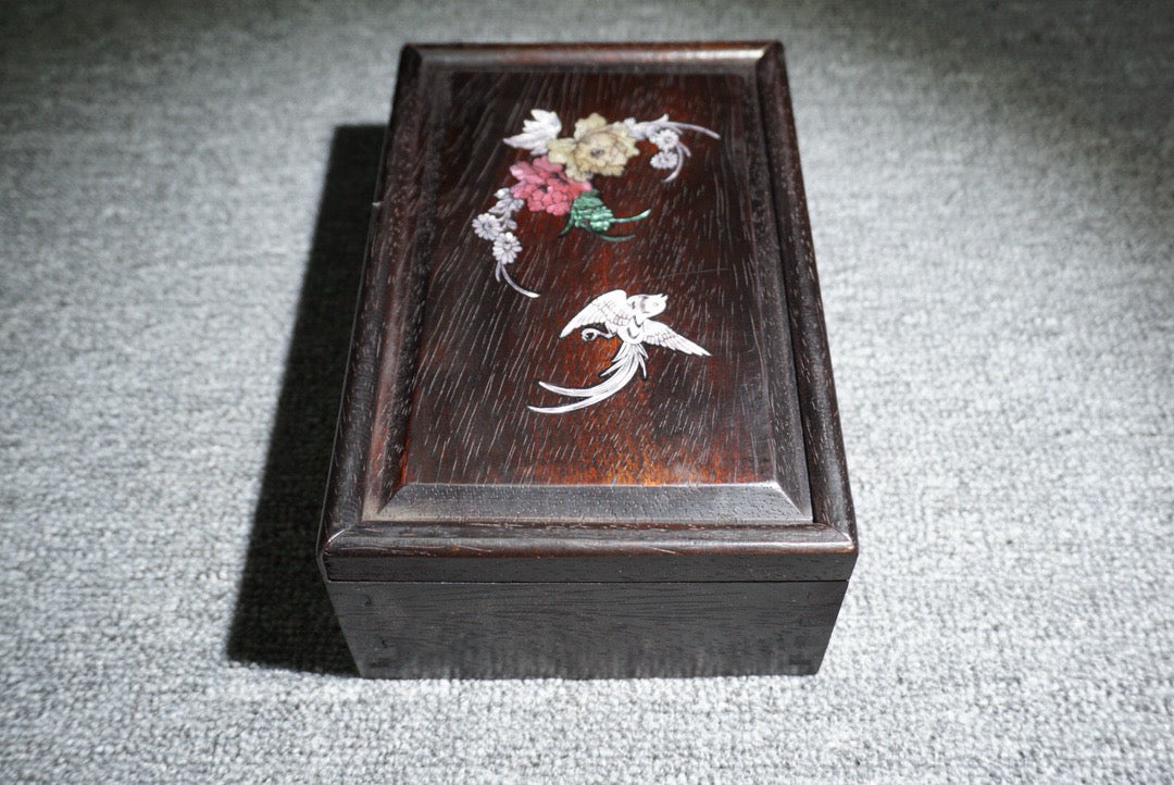 Chinese antique ebony sliding box