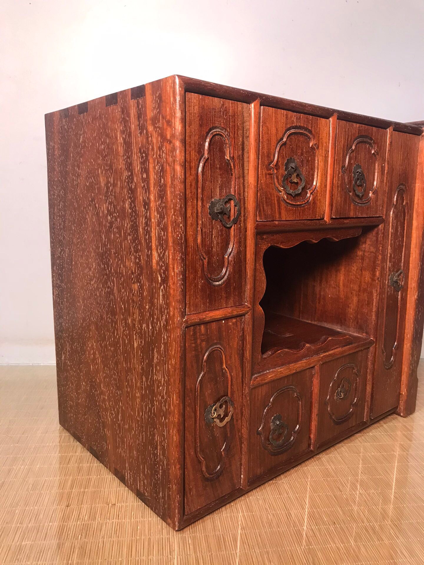 Chinese antique rosewood multi drawer Buddhist cabinet