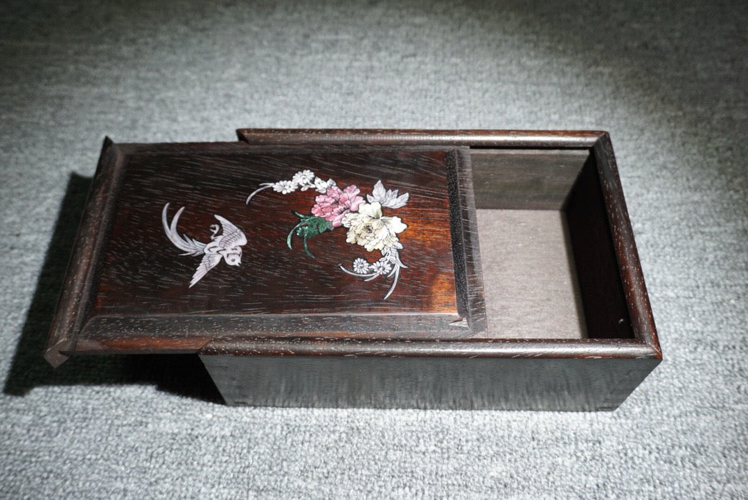 Chinese antique ebony sliding box
