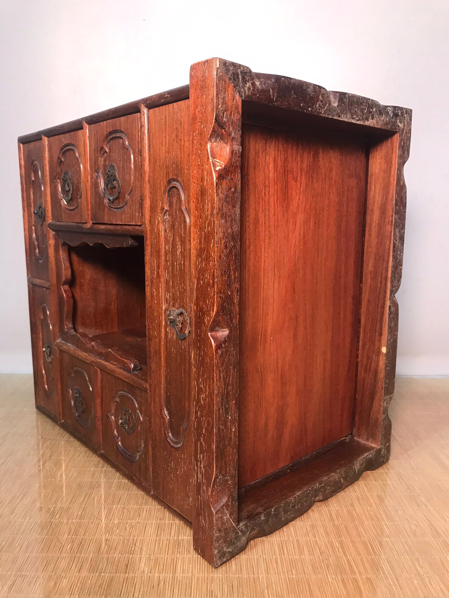 Chinese antique rosewood multi drawer Buddhist cabinet