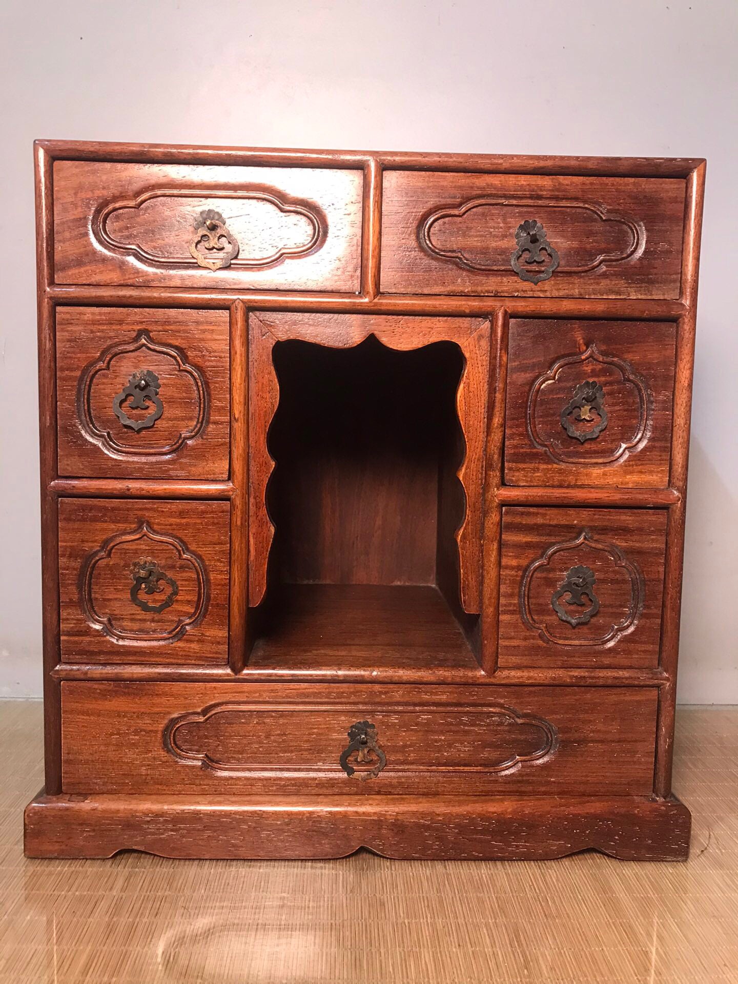Chinese antique rosewood multi drawer Buddhist cabinet