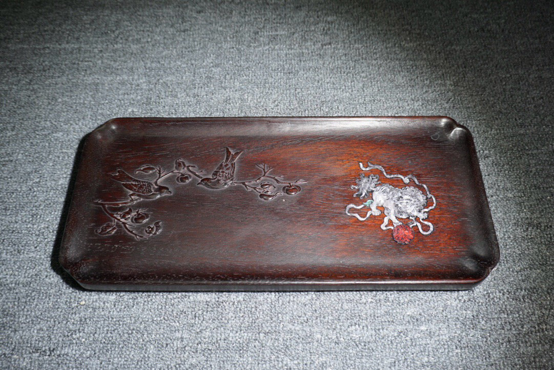 Chinese antique ebony tea plate