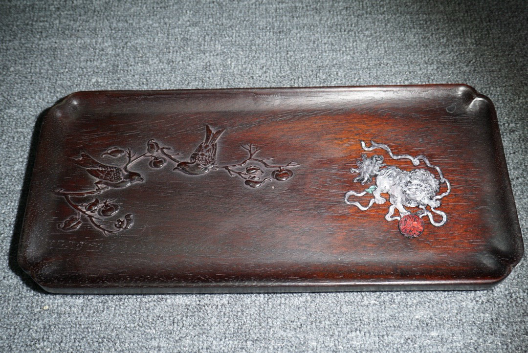 Chinese antique ebony tea plate