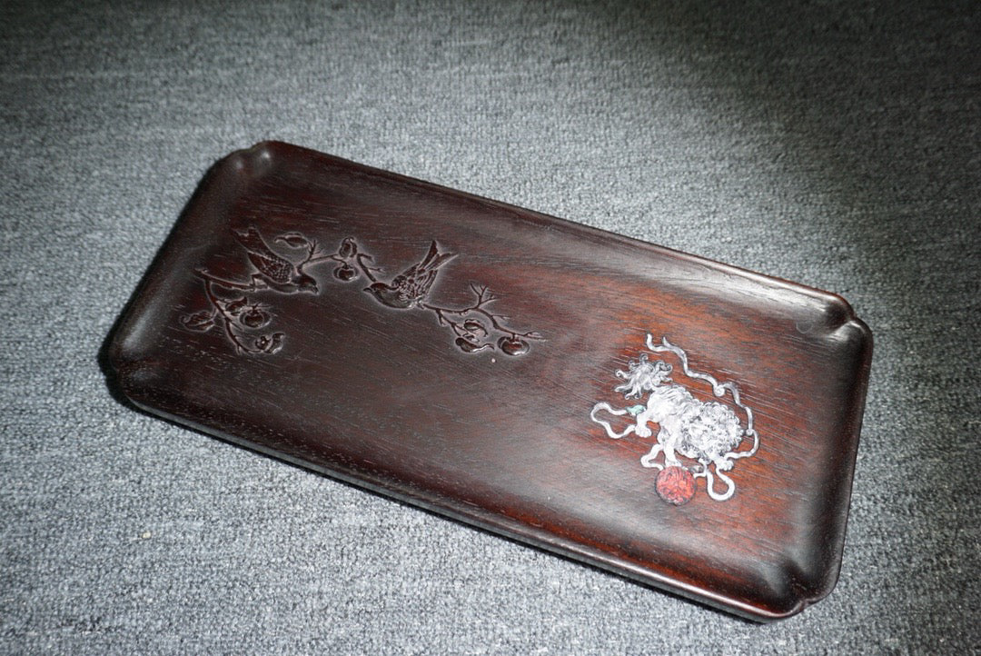 Chinese antique ebony tea plate
