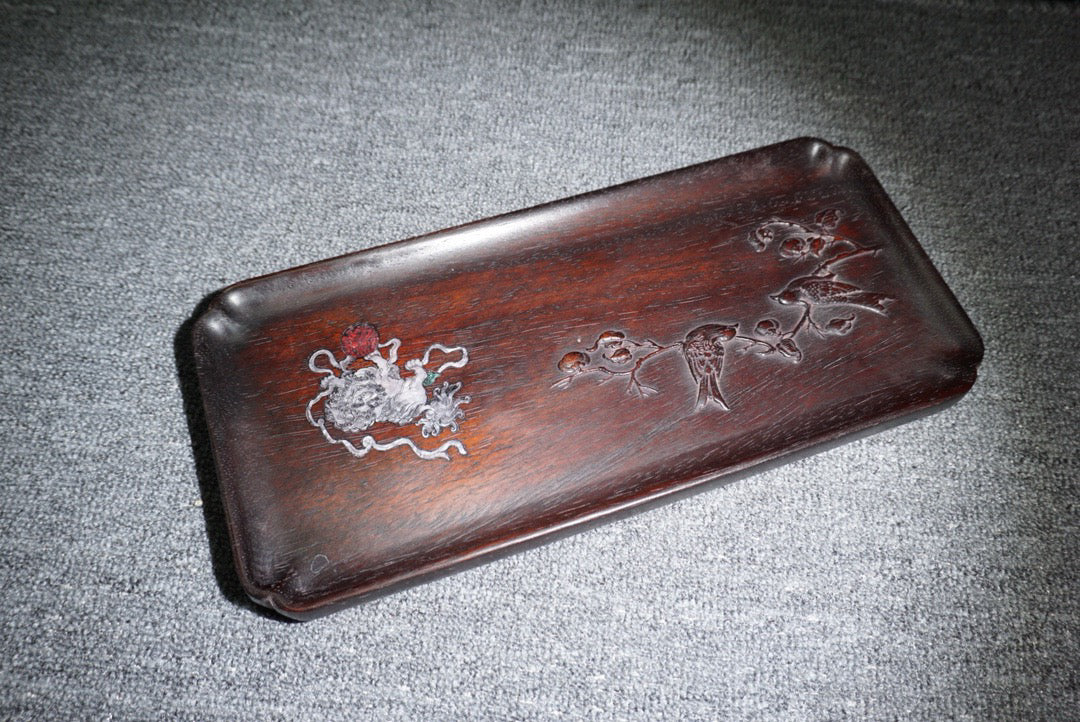 Chinese antique ebony tea plate