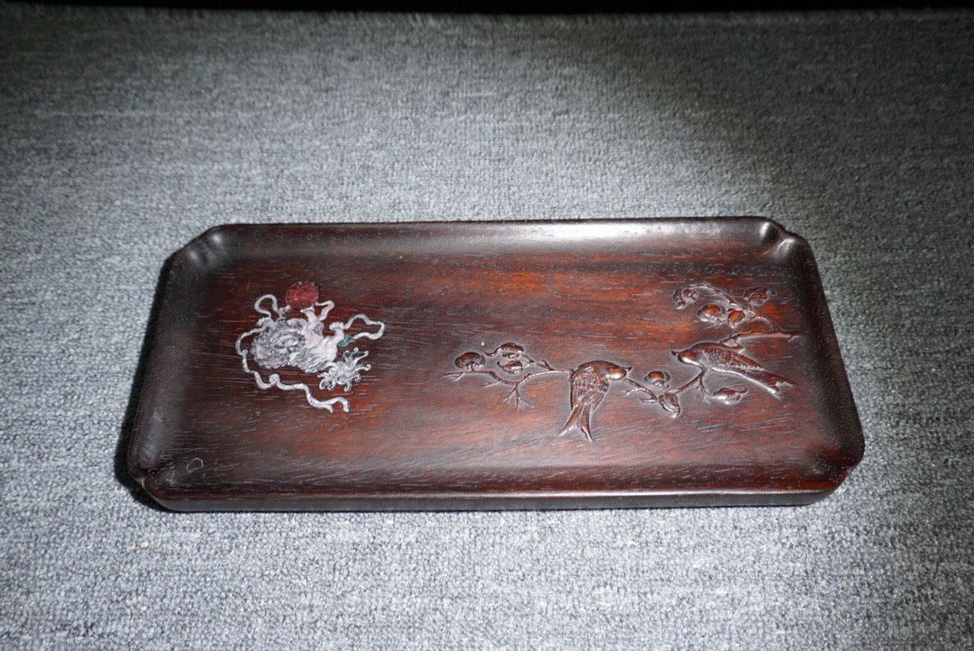 Chinese antique ebony tea plate