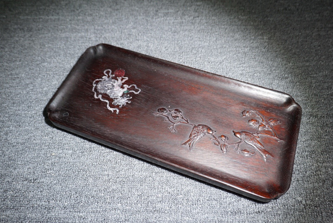 Chinese antique ebony tea plate