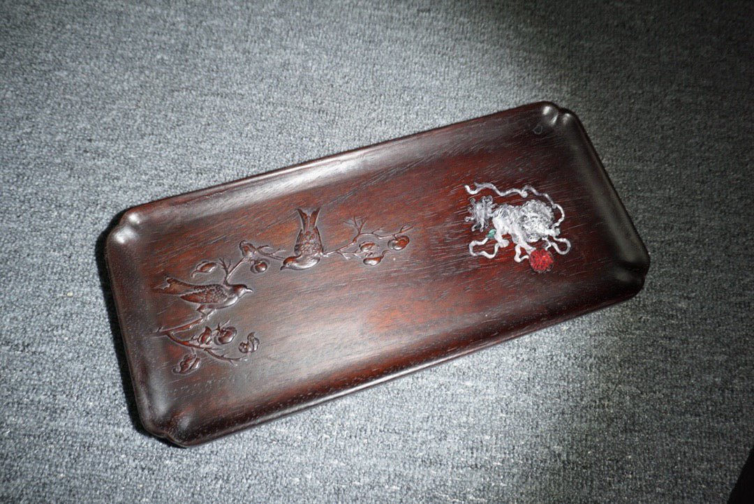 Chinese antique ebony tea plate