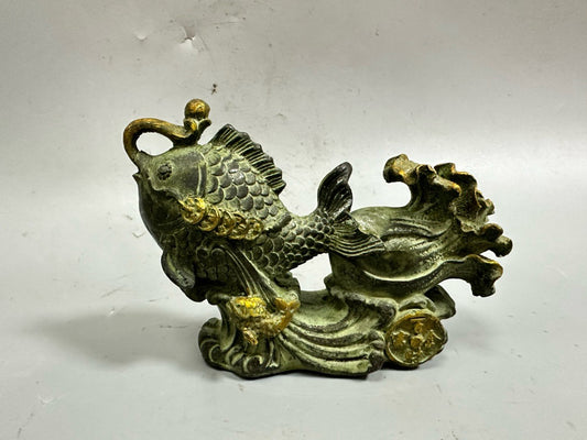 Pure copper antique gilded goldfish pulled cabbage
