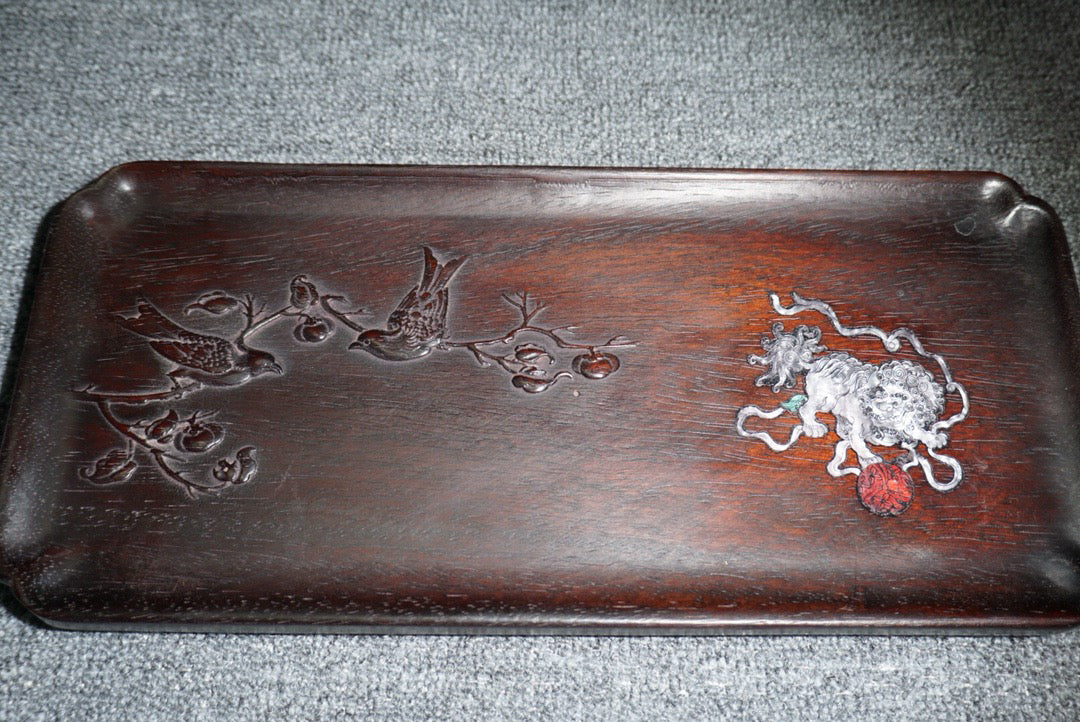 Chinese antique ebony tea plate