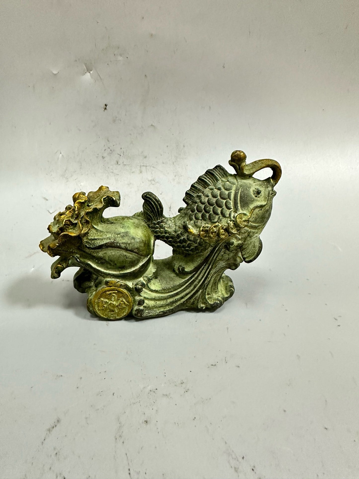 Pure copper antique gilded goldfish pulled cabbage