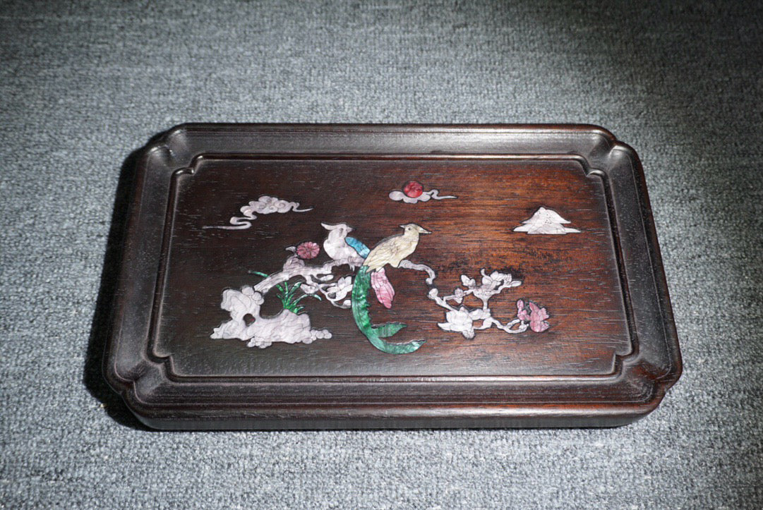 Chinese antique ebony tea plate