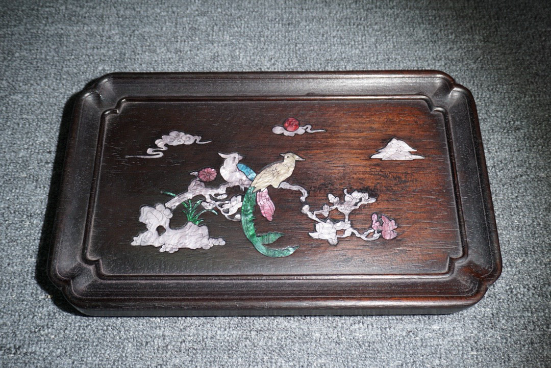 Chinese antique ebony tea plate