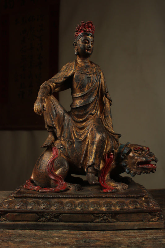 Chinese antique pure copper Manjusri Bodhisattva