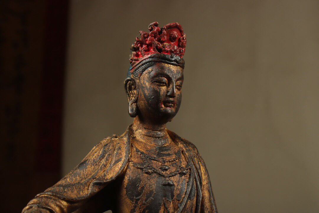 Chinese antique pure copper Manjusri Bodhisattva