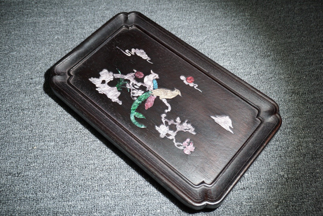 Chinese antique ebony tea plate