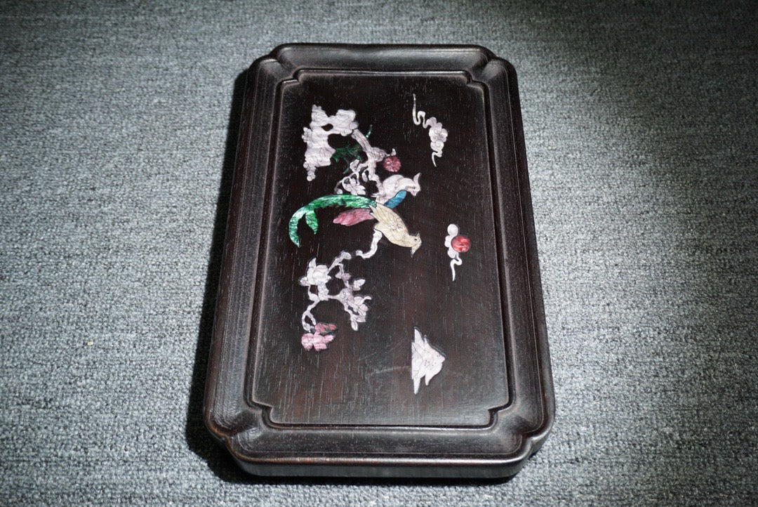Chinese antique ebony tea plate