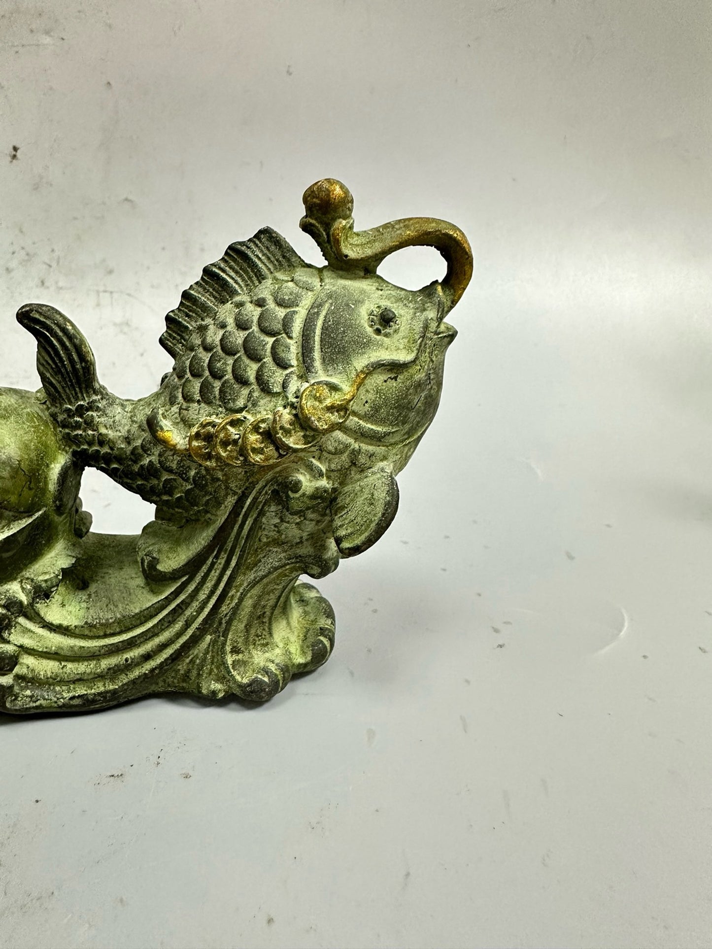 Pure copper antique gilded goldfish pulled cabbage