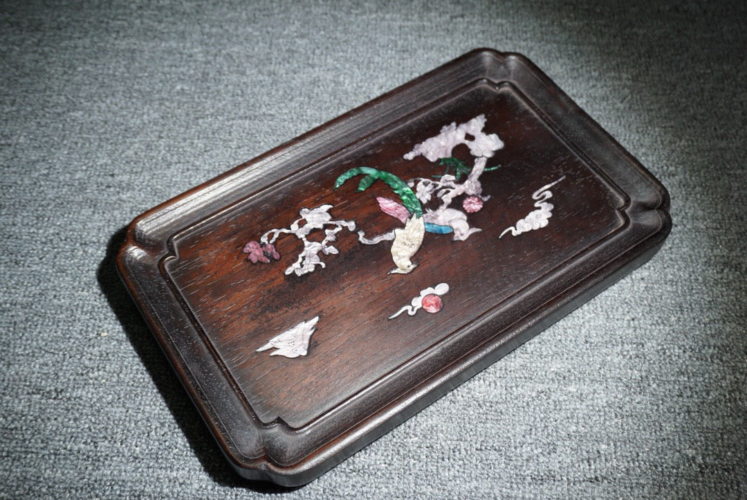 Chinese antique ebony tea plate