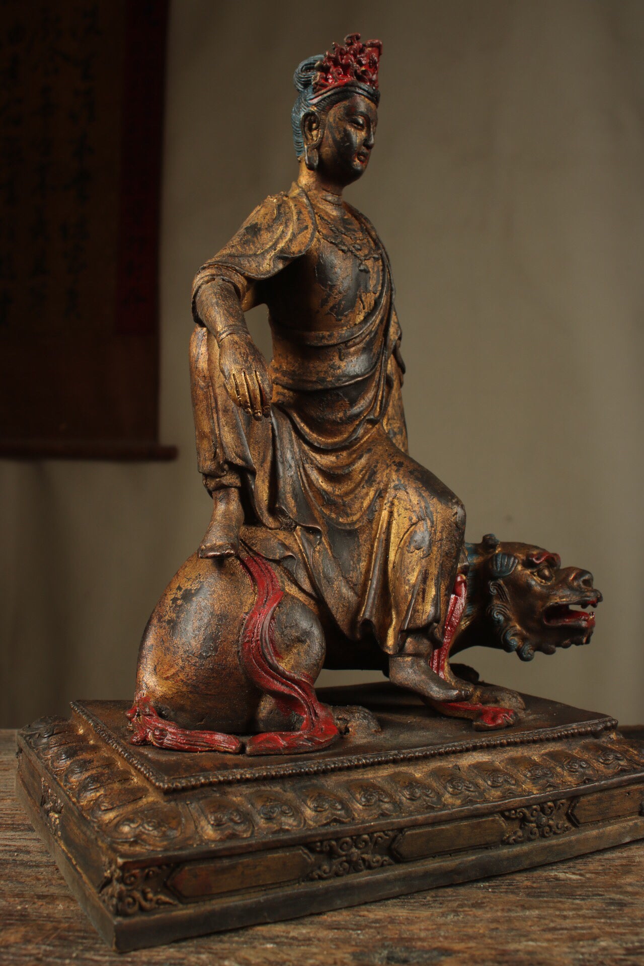 Chinese antique pure copper Manjusri Bodhisattva