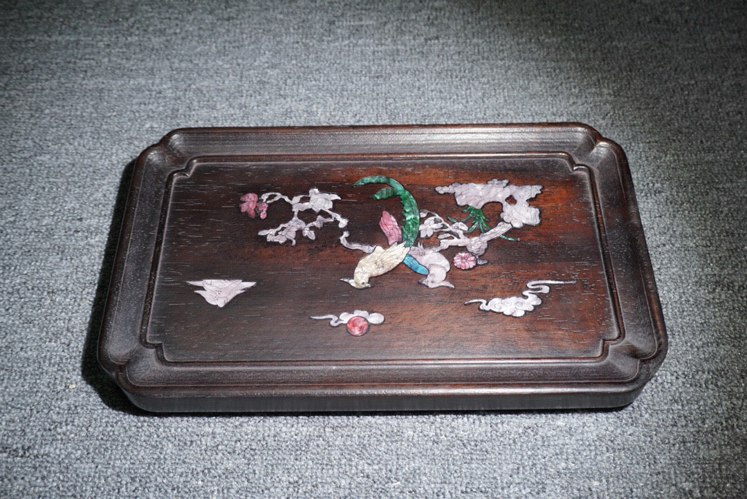 Chinese antique ebony tea plate