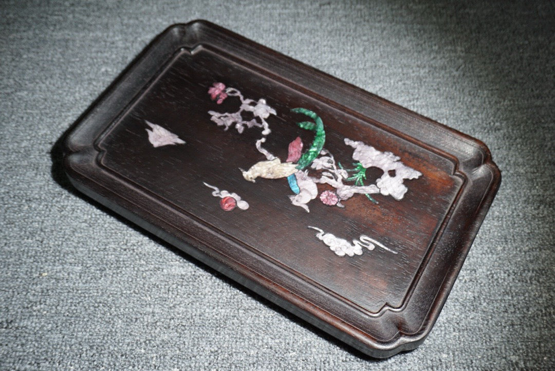 Chinese antique ebony tea plate