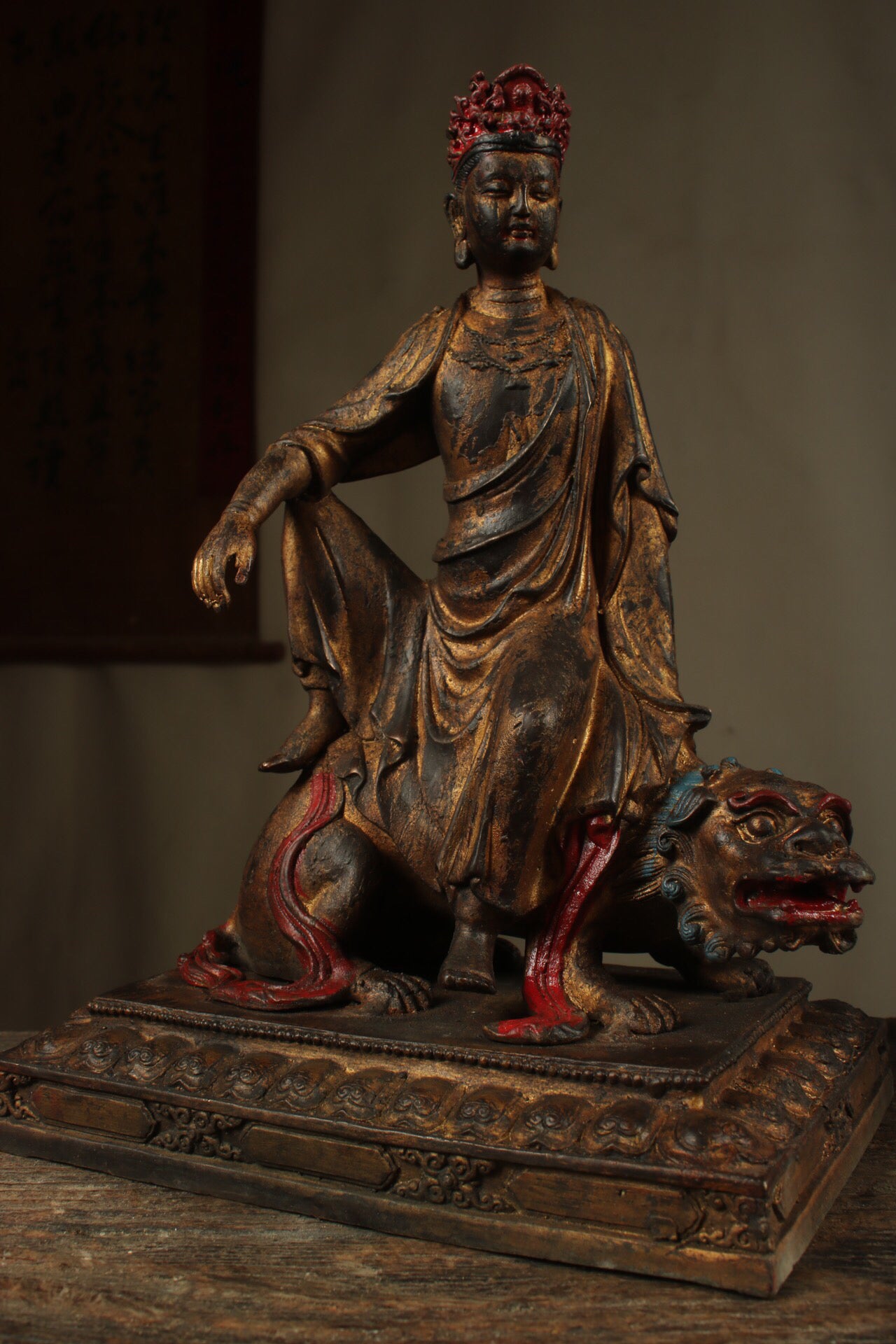 Chinese antique pure copper Manjusri Bodhisattva