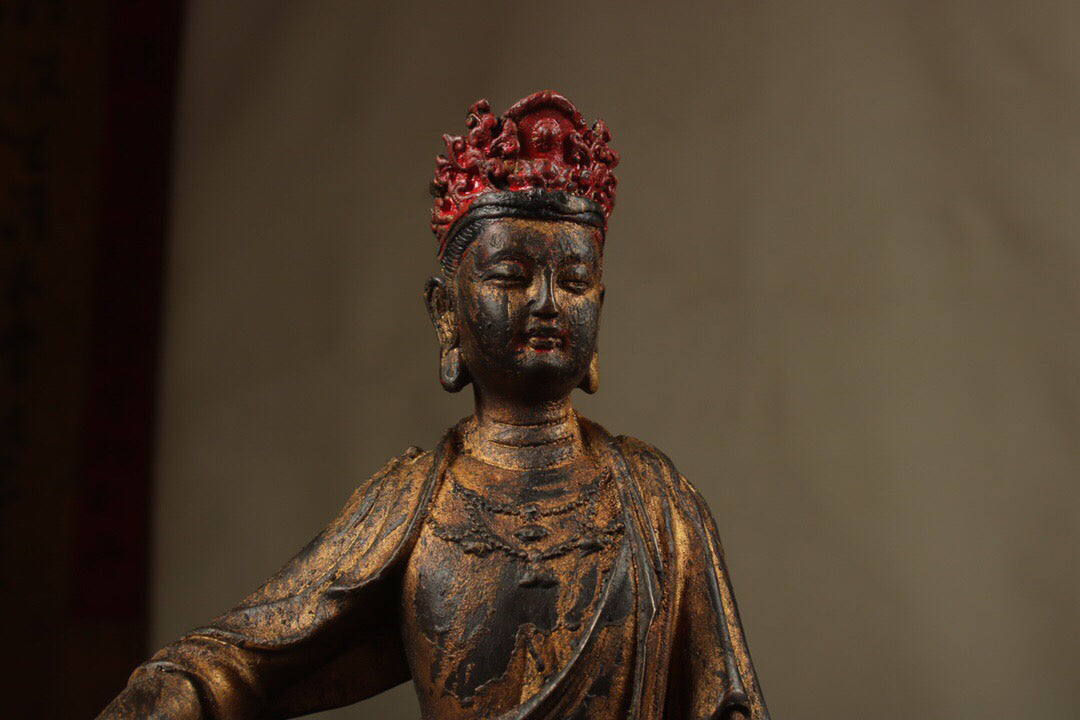 Chinese antique pure copper Manjusri Bodhisattva