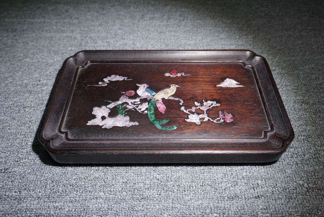 Chinese antique ebony tea plate